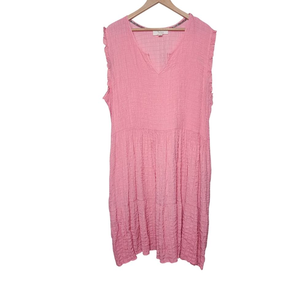 Nurture Pink Sleeveless Summer Crinkle Dress Women's Size 2X